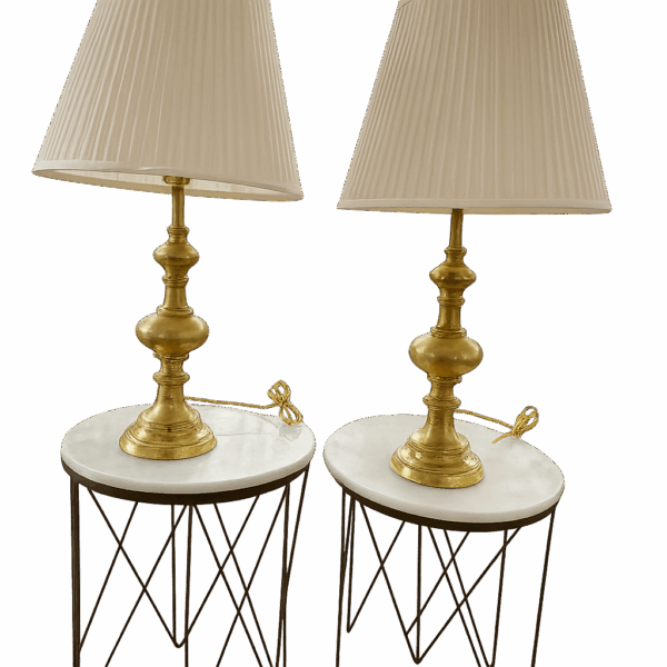 Vintage Gold Brass Table Lamps – Set of 2