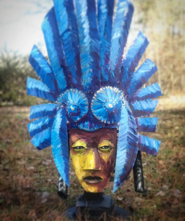 Big Chief Blue: Mardi Gras Inspired Mask
