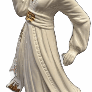 Porcelain Lady Figurine with Fan – White and Gold Accent