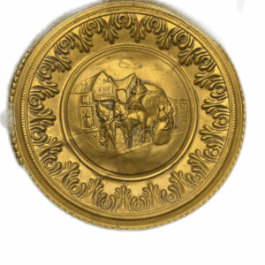 Embossed Brass Wall Plate – Horse & Village Scene
