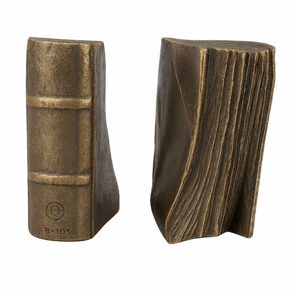 Pair of Vintage Faux Book Bookends – Textured Ceramic with Bronze Finish - Image 2
