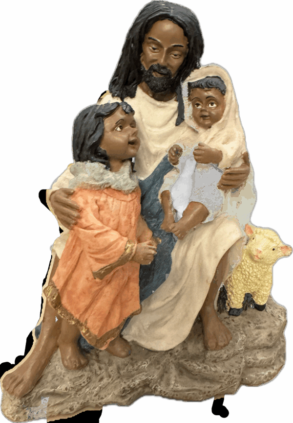 Black Jesus with Children Figurine