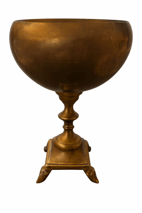 Antique Brass Pedestal Chalice Bowl with Claw Feet