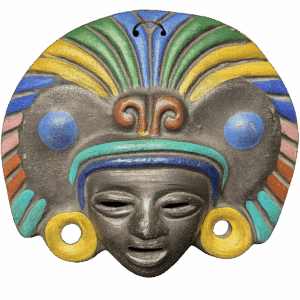 Vibrant Mesoamerican-Inspired Ceramic Mask