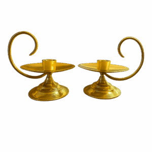 Pair of Vintage Brass Candle Holders with Swirl Handles
