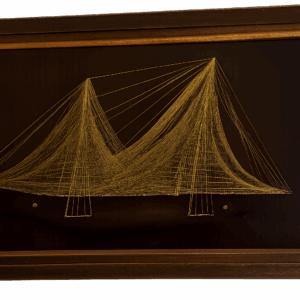 Mid-Century Modern String Art – Abstract Bridge Design in Wood Frame