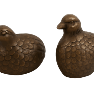 Pair of Vintage Cast Metal Quail Figurines – Rustic Bronze Finish