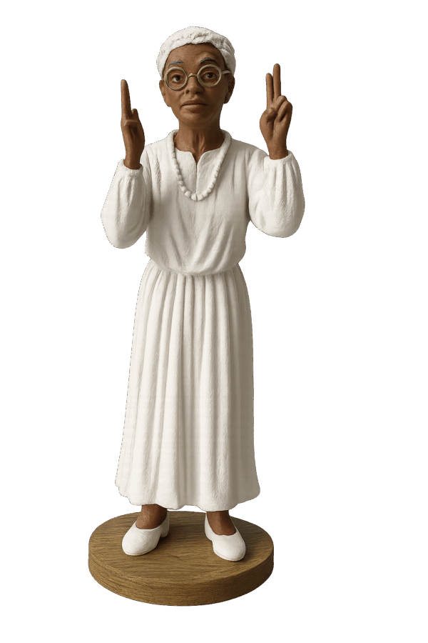 “Church Mother” Figurine – Hand-Painted Vintage Miniature in White Robe