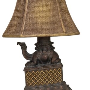 Antique Camel Base Table Lamp with Woven Shade
