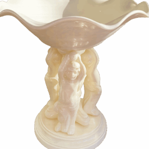 Cherub of Light - Iridescent Pedestal Compote – Vintage Pearl Glaze Centerpiece