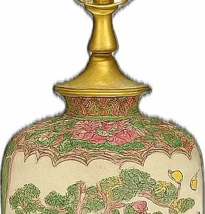 Chinese-Inspired Metal Lamp with Court Scene