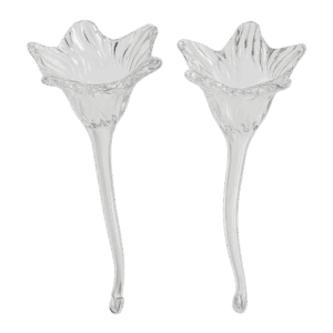Clear Glass Trumpet Lily Wall Vases – Set of 2